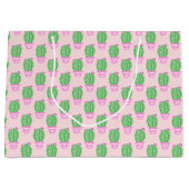 Trendy Roze Potted Cactus Pattern Groot Cadeauzakje (Voorkant)