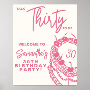Trendy Roze Praat Dertig Met Mij 30e Verjaardag Bo Poster