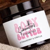 Trendy Roze Retro Body Butter Jar Wrapper Label Waterfles Etiket