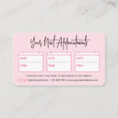 Trendy Roze Retro Cosmetoloog Beauty Salon Spa Afsprakenkaartje (Achterkant)