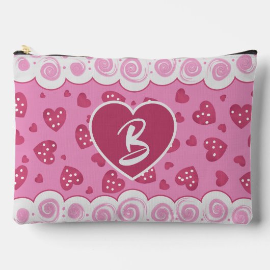 Trendy roze rode harten met Stippen en wervelingen Etui (Voorkant)