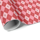 Trendy Roze Rode Kleine Argyle Harten Patroon Kind Cadeaupapier (Rol Hoek)