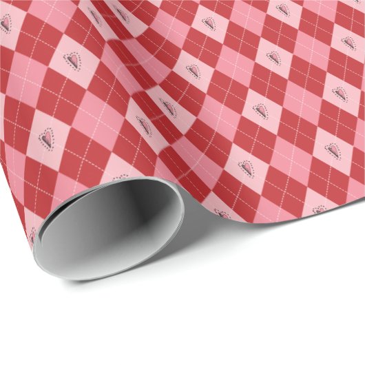Trendy Roze Rode Kleine Argyle Harten Patroon Kind Cadeaupapier (Rol Hoek)
