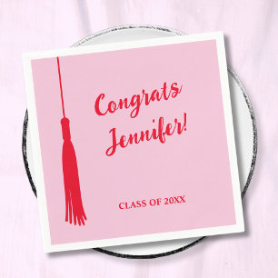 Trendy Roze & Rood 2024 Afstudeerder Tassel Afstud Servet
