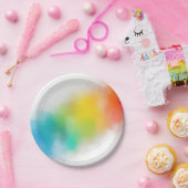 Trendy roze rood blauw Paars geel Papieren Bordje (Feest)