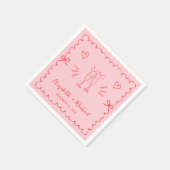 Trendy Roze Rood Wavy Lijst bruiloft Servet (Hoek)