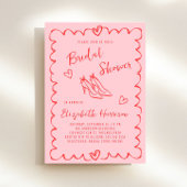 Trendy Roze Rood Wavy Lijst Vrijgezellenfeest Kaart