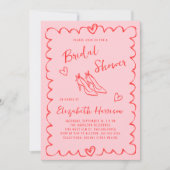 Trendy Roze Rood Wavy Lijst Vrijgezellenfeest Kaart (Voorkant)