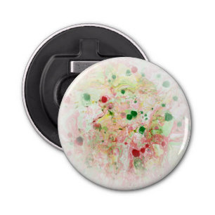 Trendy roze roodgeel groen modern Abstract Button Flesopener