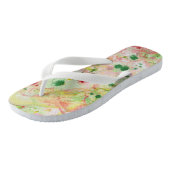 Trendy roze roodgeel groen modern Abstract Teenslippers (Schuin)