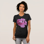 Trendy roze roos bloem zwart M monogram aanpassen T-shirt (Voorkant volledig)