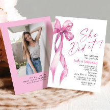 Trendy Roze Rose Bow Ribbon FOTO Afstudeerfeest