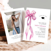 Trendy Roze Rose Bow Ribbon FOTO Afstudeerfeest Kaart