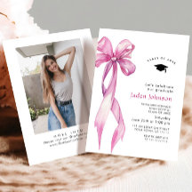 Trendy Roze Rose Bow Ribbon FOTO Afstudeerfeest