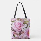 Trendy Roze Rose Floral Monogram Design Tote Bag (Achterkant)