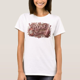 Trendy Roze ROSE TIME Slogan T-shirt