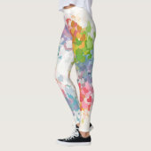 Trendy roze roze blauwe gele groene kleuren Modern Leggings (Links)