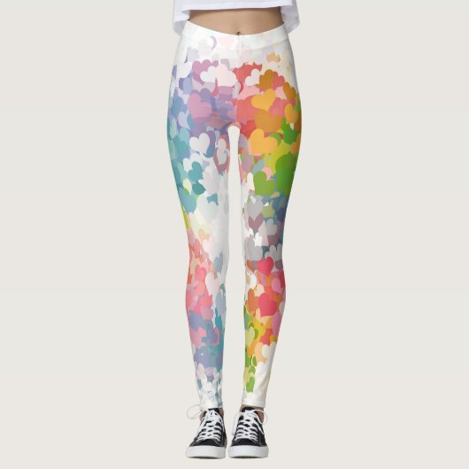 Trendy roze roze blauwe gele groene kleuren Modern Leggings (Voorkant)