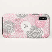 Trendy roze roze bloemen met monogram Case-Mate iPhone case (Achterkant (horizontaal))