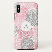 Trendy roze roze bloemen met monogram Case-Mate iPhone case (Achterkant)