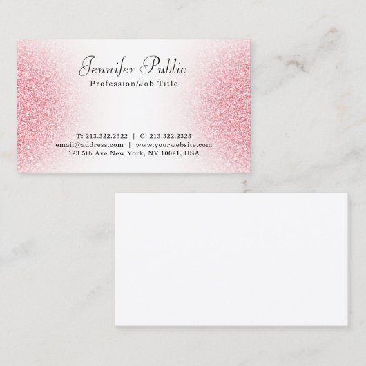 Trendy roze roze goud glitter Modern legant Visitekaartje (Voorkant / Achterkant)