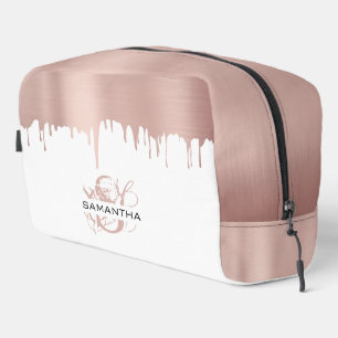 Trendy Roze Roze Gouden Metallic Druppels Monogram Toilettasje