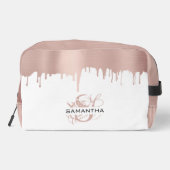 Trendy Roze Roze Gouden Metallic Druppels Monogram Toilettasje (Achterkant)