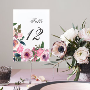 Trendy Roze Roze Watercolor Tafelkaart Kaart