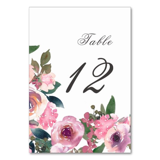 Trendy Roze Roze Watercolor Tafelkaart Kaart (Voorkant)