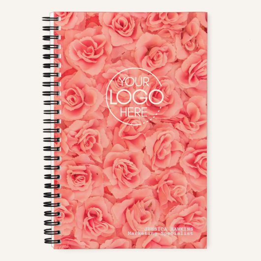 Trendy Roze Rozen Modern Logo Notitieboek (Voorkant)