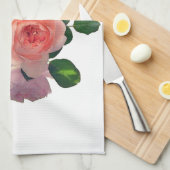 Trendy Roze Rozen Moderne Bloemen Sjabloon Theedoek (Quarter Fold)