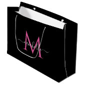 Trendy roze script monogram groot cadeauzakje (Voorkant Gekanteld)