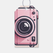 Trendy roze snapshot camera fotografie cadeaulabel (Voorkant)