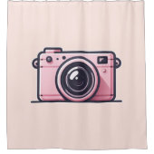 Trendy roze snapshot camera fotografie douchegordijn (Voorkant)