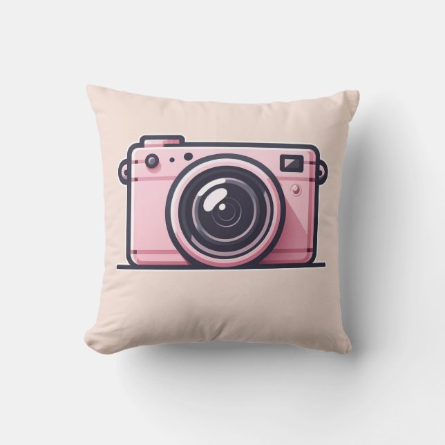 Trendy roze snapshot camera fotografie kussen (Voorkant)