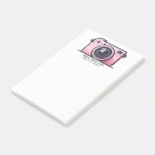 Trendy roze snapshot camera fotografie post-it® notes (Schuin)