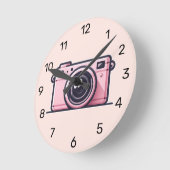 Trendy roze snapshot camera fotografie ronde klok (Hoek)