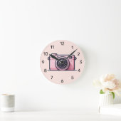 Trendy roze snapshot camera fotografie ronde klok (Huis)
