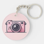 Trendy roze snapshot camera fotografie sleutelhanger (Achterkant)