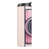 Trendy roze snapshot camera fotografie thermosbeker (Gedraaid links)