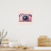 Trendy Roze Snapshot Shoot Camera Fotografie  Poster (Keuken)