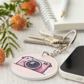 Trendy Roze Snapshot Shoot Camerafotografie Sleutelhanger (Voorkant Rechts)