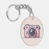 Trendy Roze Snapshot Shoot Camerafotografie Sleutelhanger (Voorkant Links)