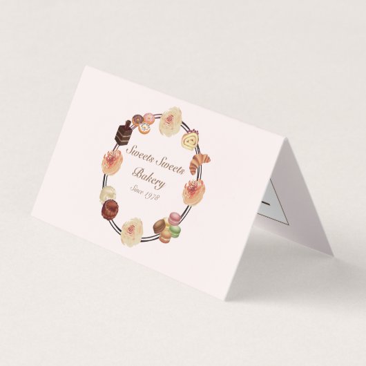Trendy Roze Snoepjes Taarten Bakkerij Visitekaartje (Voorkant)