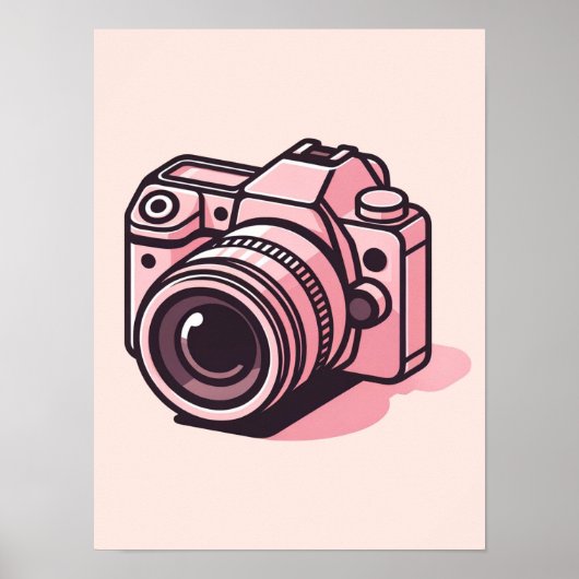 Trendy Roze Spiegelloze Camera Fotografie Persoonl Poster (Voorkant)