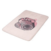 Trendy Roze Spiegelloze Fotocamera Gepersonaliseer Badmat (Gekanteld)