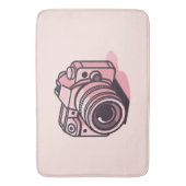 Trendy Roze Spiegelloze Fotocamera Gepersonaliseer Badmat (Voorkant Verticaal)