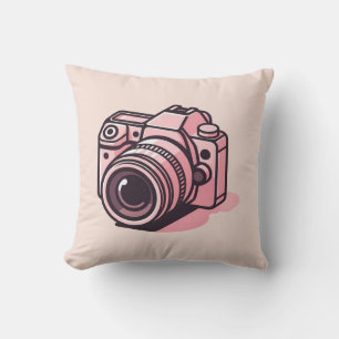 Trendy Roze Spiegelloze Fotocamera Gepersonaliseer Kussen