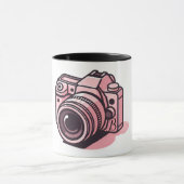 Trendy Roze Spiegelloze Fotocamera Gepersonaliseer Mok (Midden)