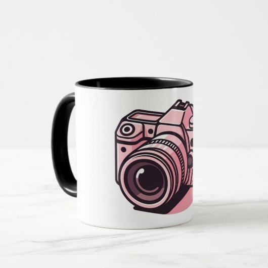 Trendy Roze Spiegelloze Fotocamera Gepersonaliseer Mok (Voorkant links)